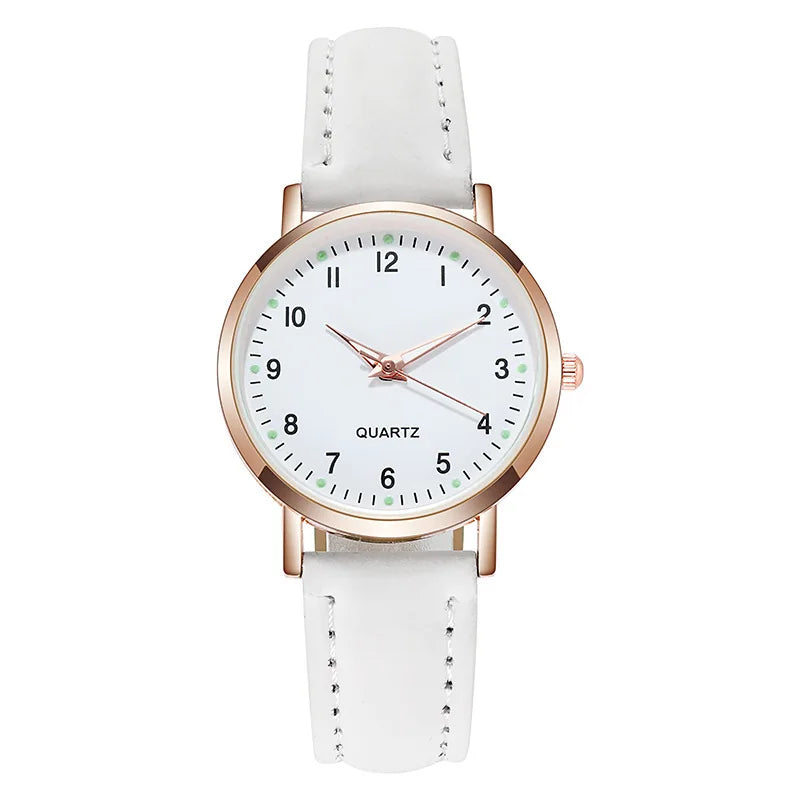 2026 New Minimalist Student Night Light Watch ETA Movement PU Leather Casual Watch Women's Quartz Pointer Dial Watch