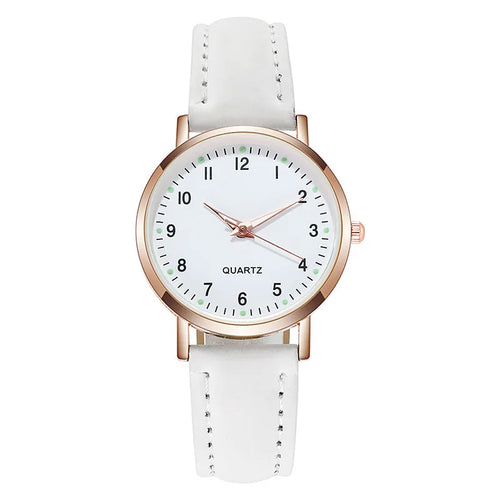 2026 New Minimalist Student Night Light Watch ETA Movement PU Leather Casual Watch Women's Quartz Pointer Dial Watch