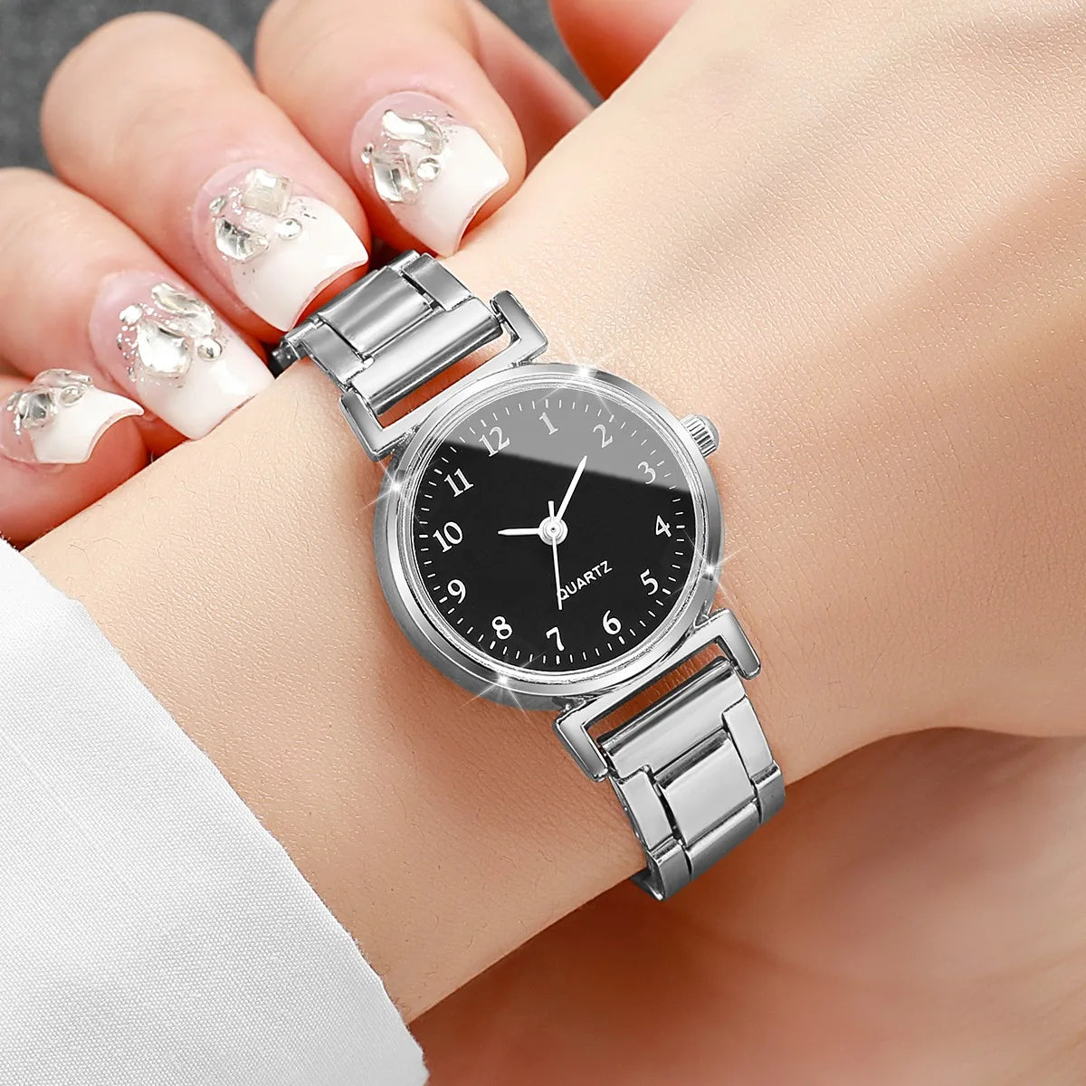 3PCS Fashion Arabic Dial Women’s Quartz Wristwatch Set Ladies Alloy Strap Watches Reloj Mujer Girls Clock Gift（Without Box）