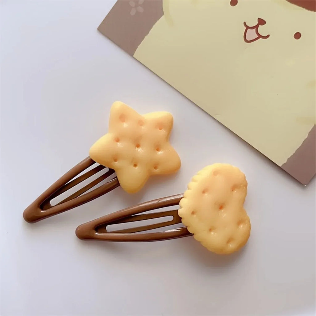 8pcs/Set Adorable Simulation Biscuit Theme Hair Clips, Women Girls Daily Funny Hairpins