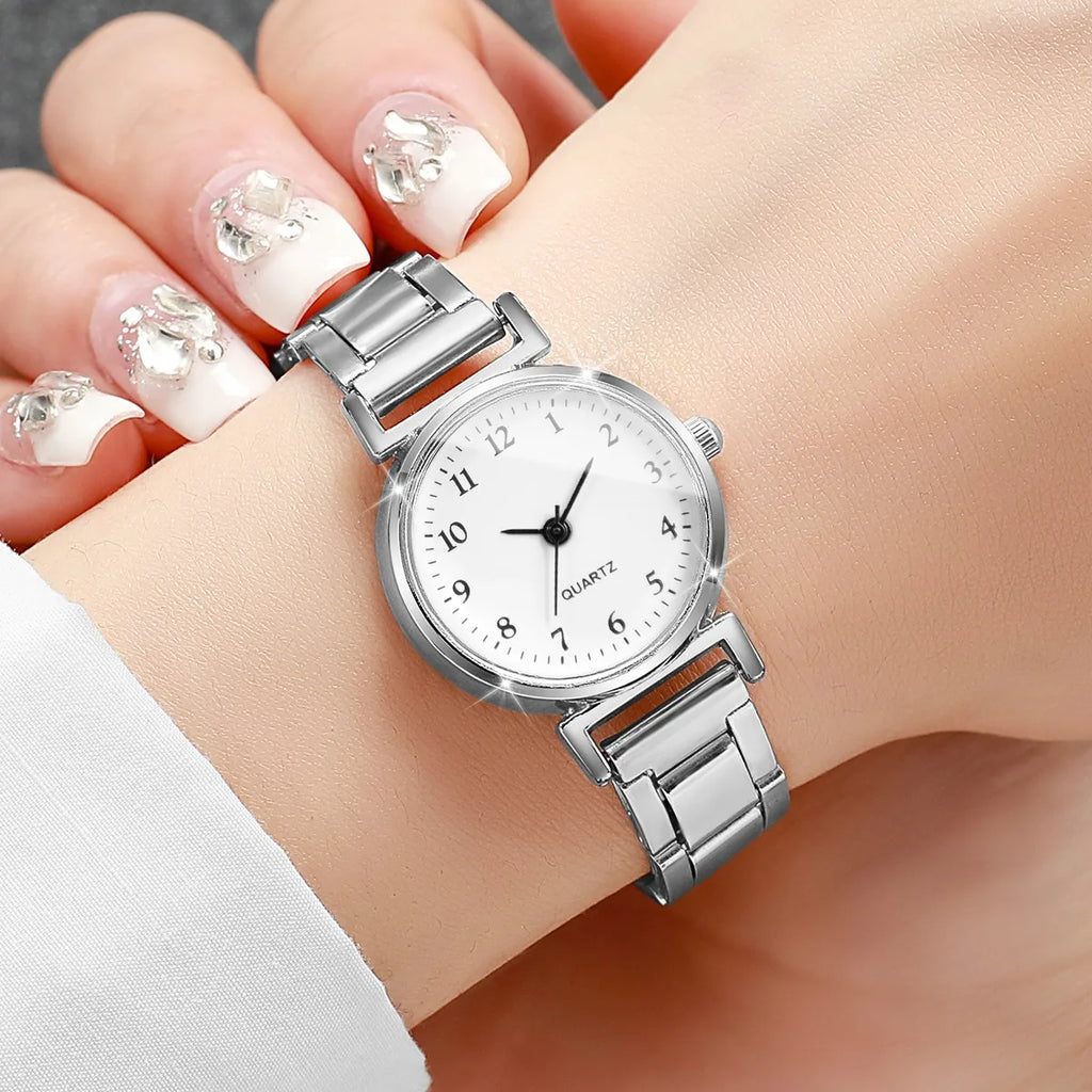 3PCS Fashion Arabic Dial Women’s Quartz Wristwatch Set Ladies Alloy Strap Watches Reloj Mujer Girls Clock Gift（Without Box）