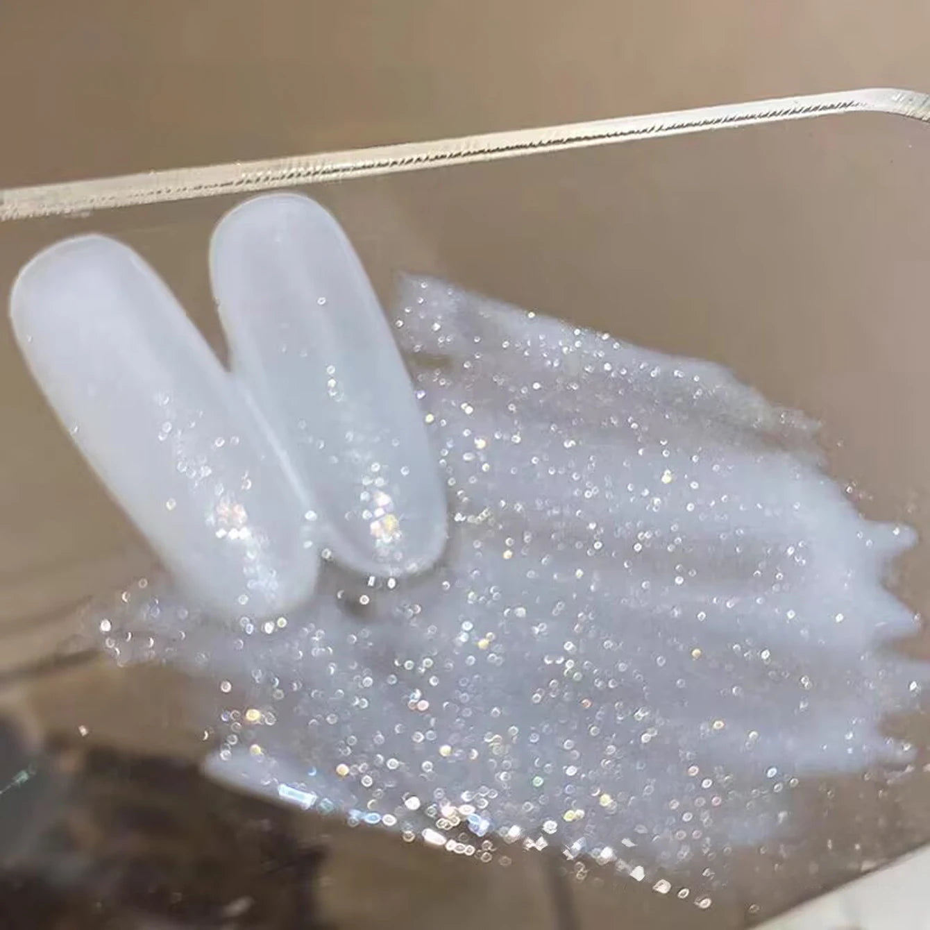 12ML Milky White Gel Polish-High Gloss Finish with Fine Glitter Shimmer  2026 New Style All-Match White Nail Gel for Salon&DIY