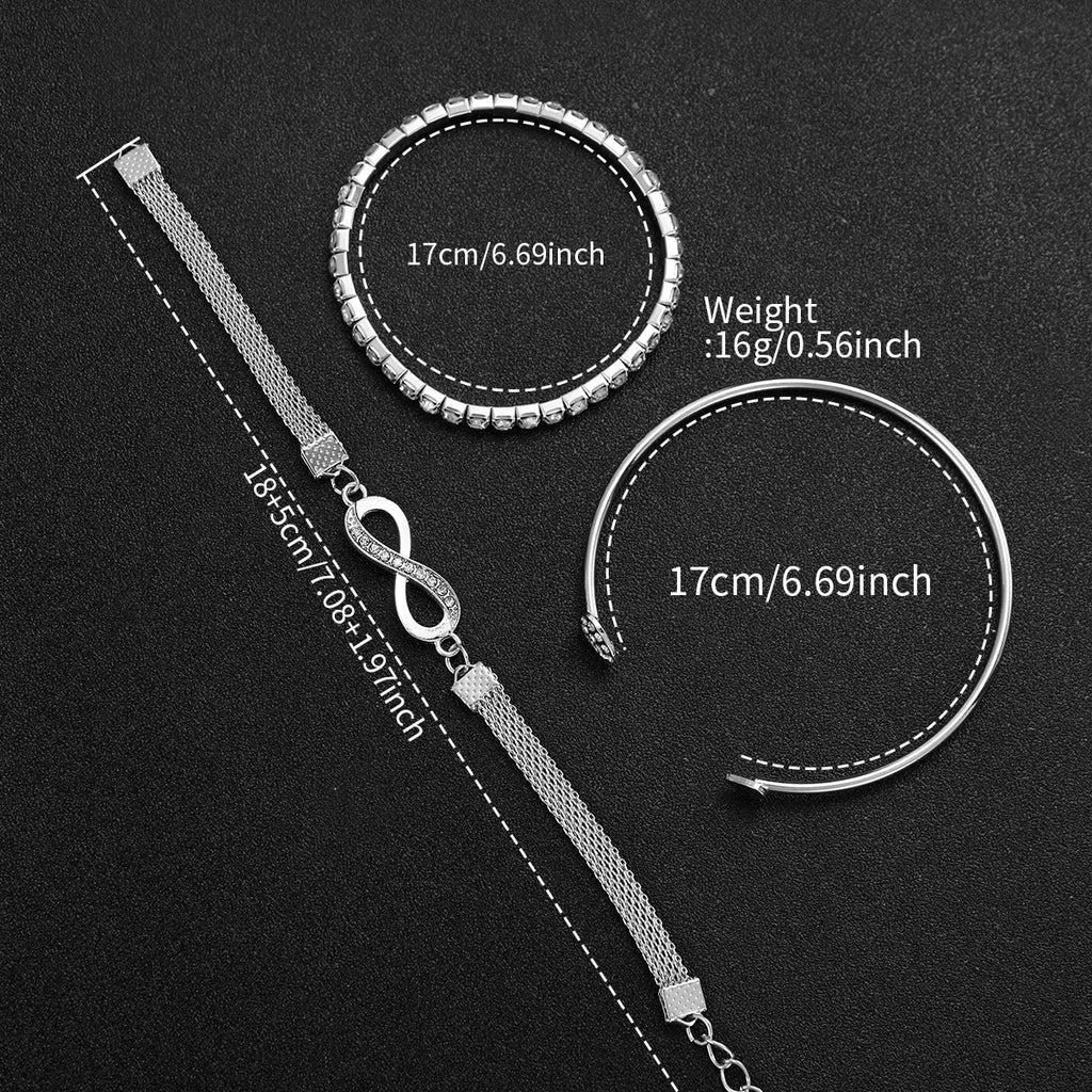 4PCS/Set Fashion Alloy Strap Women Watches Simple Quartz Wristwatch Diamond Bracelets Set Reloj Mujer Girls Clock (Without Box)