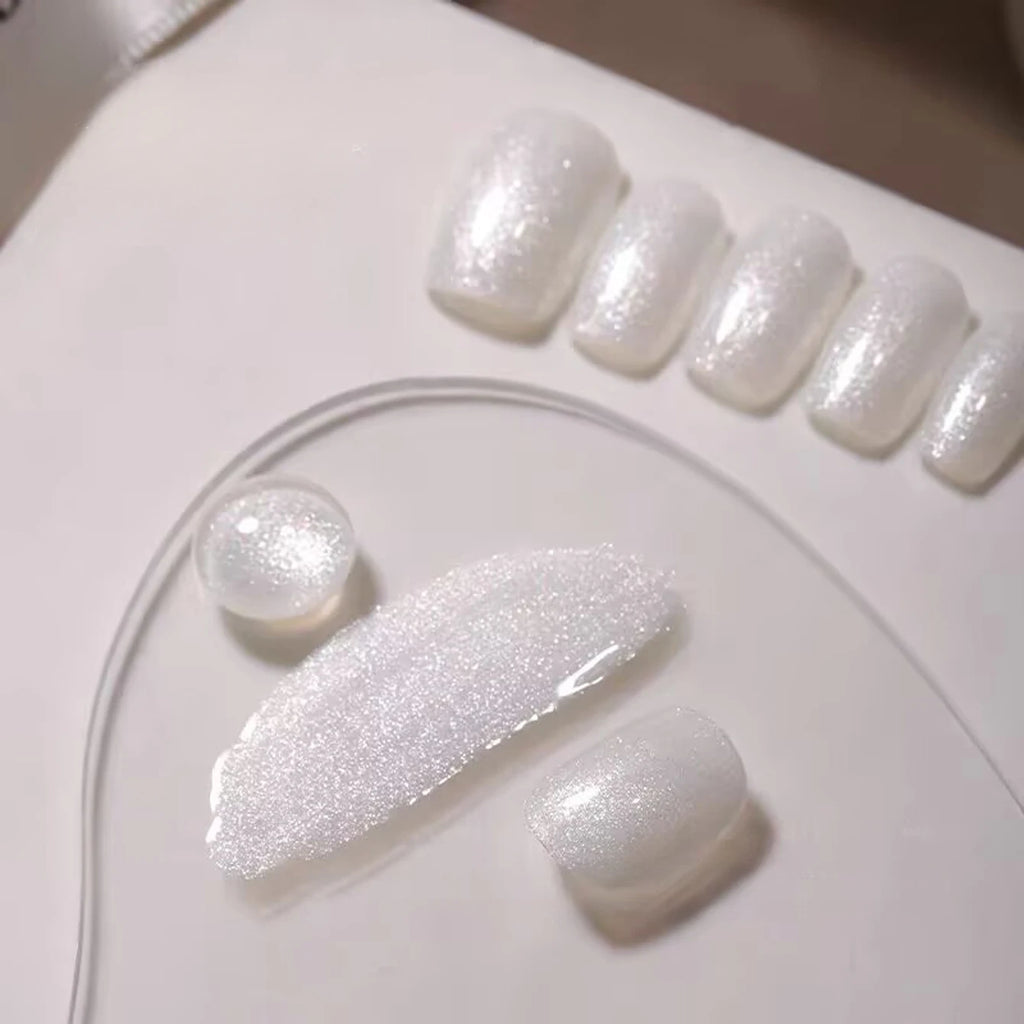 12ML Milky White Gel Polish-High Gloss Finish with Fine Glitter Shimmer  2026 New Style All-Match White Nail Gel for Salon&DIY