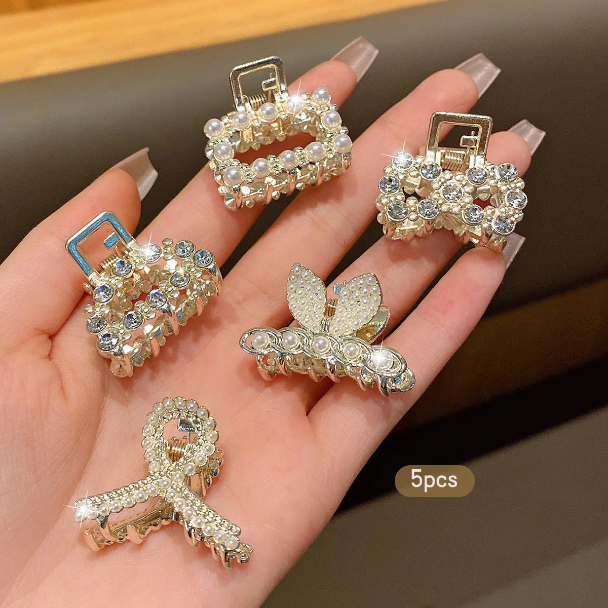 10 alloy rhinestone hair clips, fashionable small grab hair accessories 2030