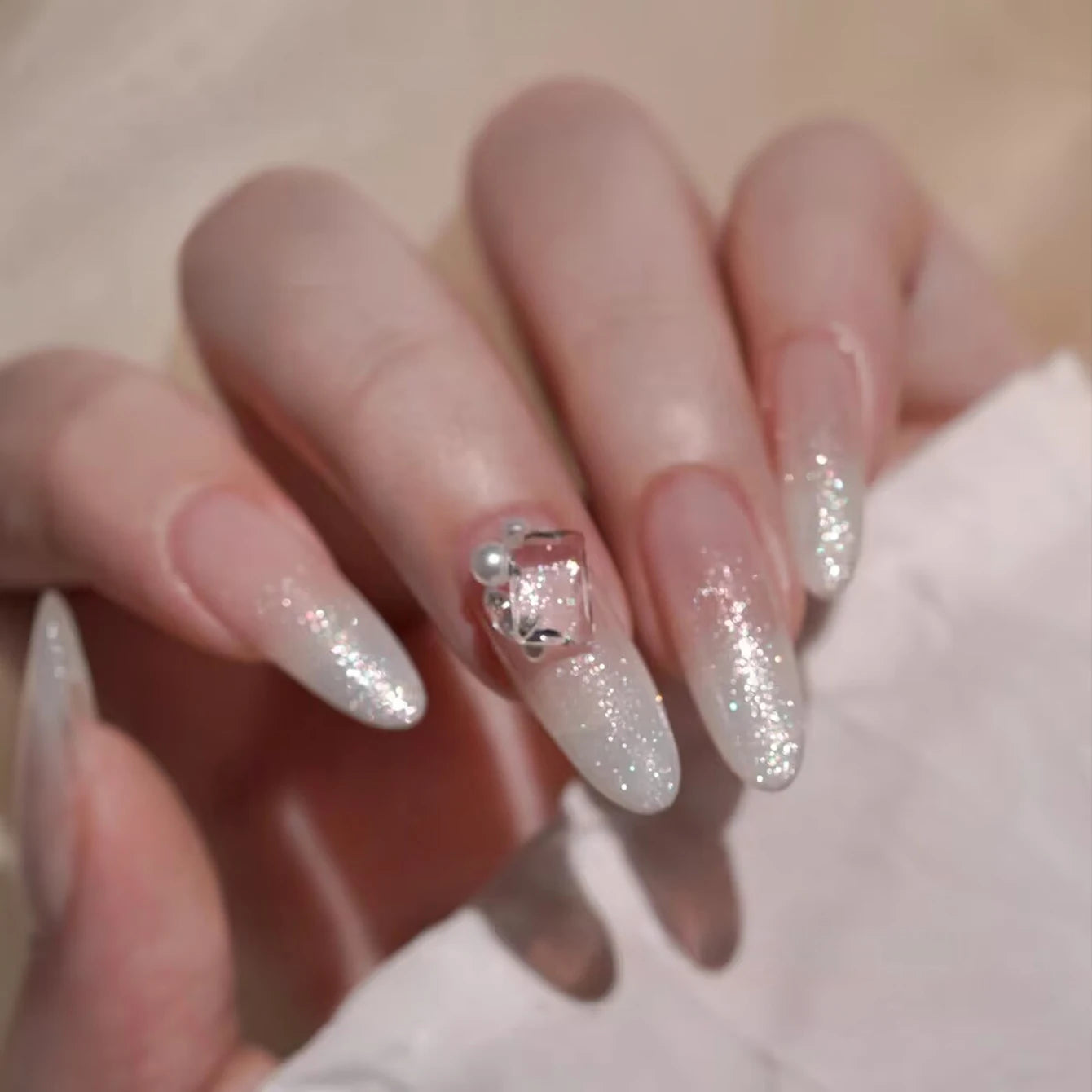 12ML Milky White Gel Polish-High Gloss Finish with Fine Glitter Shimmer  2026 New Style All-Match White Nail Gel for Salon&DIY