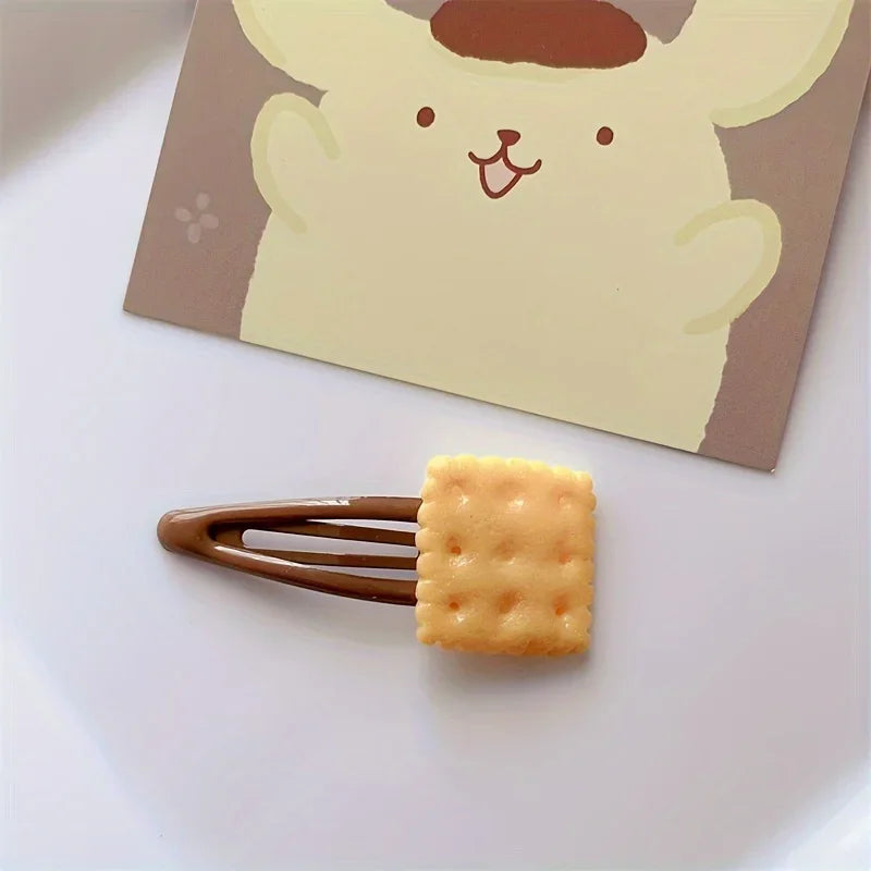 8pcs/Set Adorable Simulation Biscuit Theme Hair Clips, Women Girls Daily Funny Hairpins