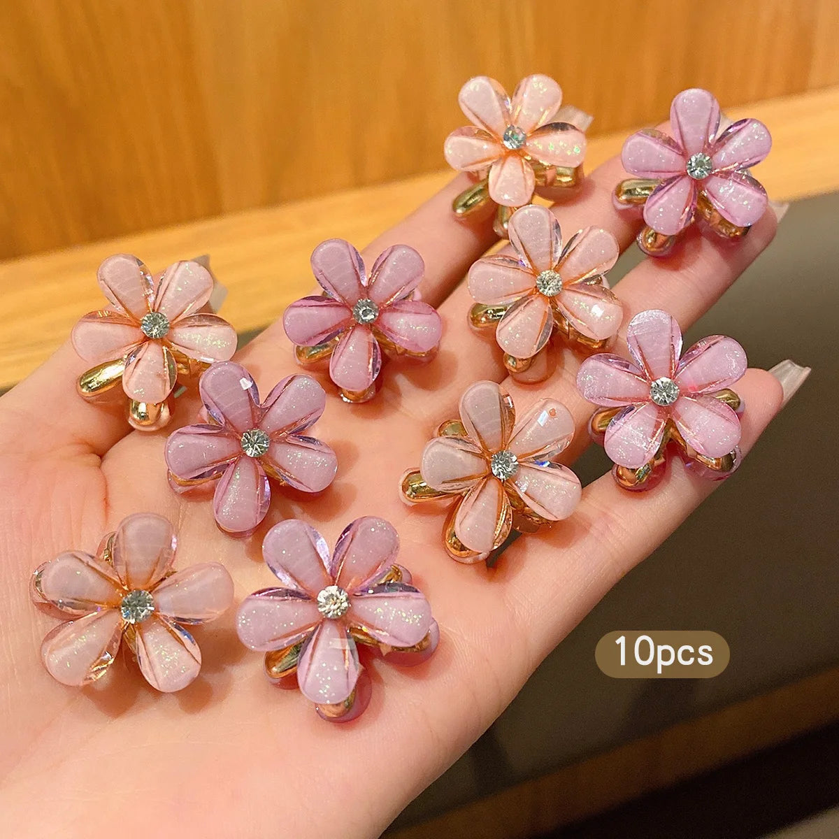 10 alloy rhinestone hair clips, fashionable small grab hair accessories 2030