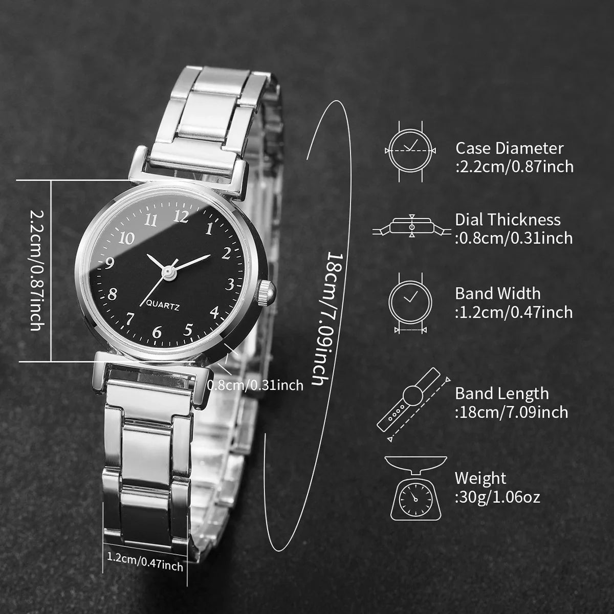 3PCS Fashion Arabic Dial Women’s Quartz Wristwatch Set Ladies Alloy Strap Watches Reloj Mujer Girls Clock Gift（Without Box）