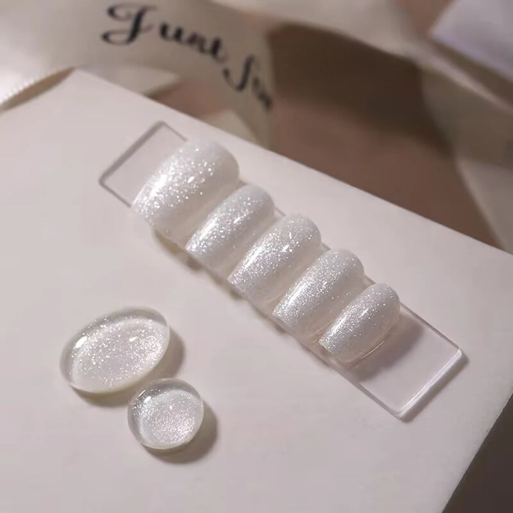 12ML Milky White Gel Polish-High Gloss Finish with Fine Glitter Shimmer  2026 New Style All-Match White Nail Gel for Salon&DIY