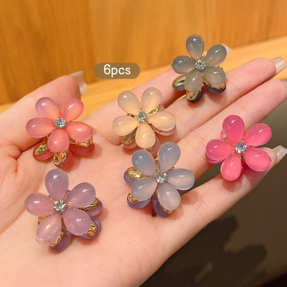 10 alloy rhinestone hair clips, fashionable small grab hair accessories 2030