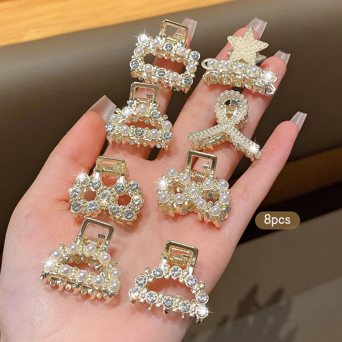 10 alloy rhinestone hair clips, fashionable small grab hair accessories 2030
