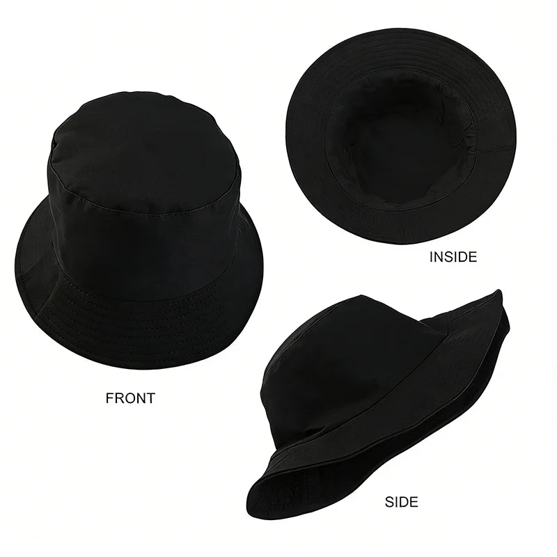 Spring Summer Unisex Solid Color Fisherman Cap Foldable Bucket Hat Outdoor Sunscreen Hat Caps Fashionable Double-sided Basin Hat