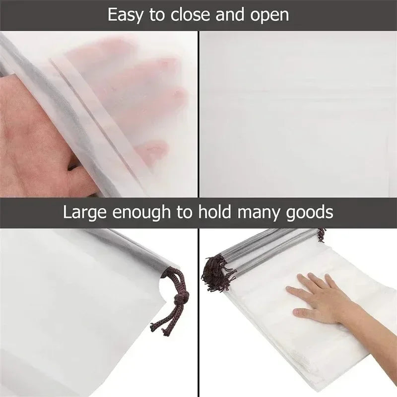 12/10pc Transparent Frosted Drawstring Bags Travel Waterproof Makeup Pocket Shoes Clothes Portable Underwear Organizer Pouch Bag