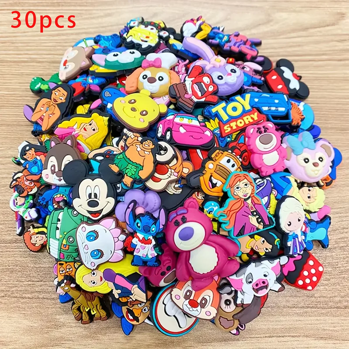 30/50/100pcs Cartoon random style Series Shoe Charms Set For Bag Bubble Slides Sandals, PVC Shoe Decorations  Accessories