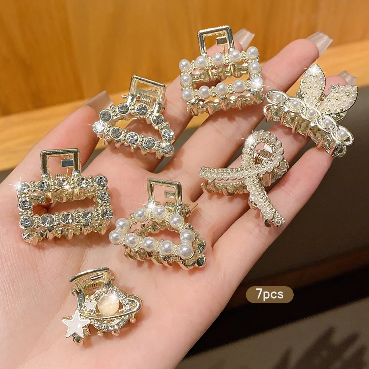 10 alloy rhinestone hair clips, fashionable small grab hair accessories 2030