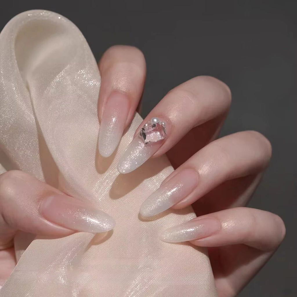 12ML Milky White Gel Polish-High Gloss Finish with Fine Glitter Shimmer  2026 New Style All-Match White Nail Gel for Salon&DIY