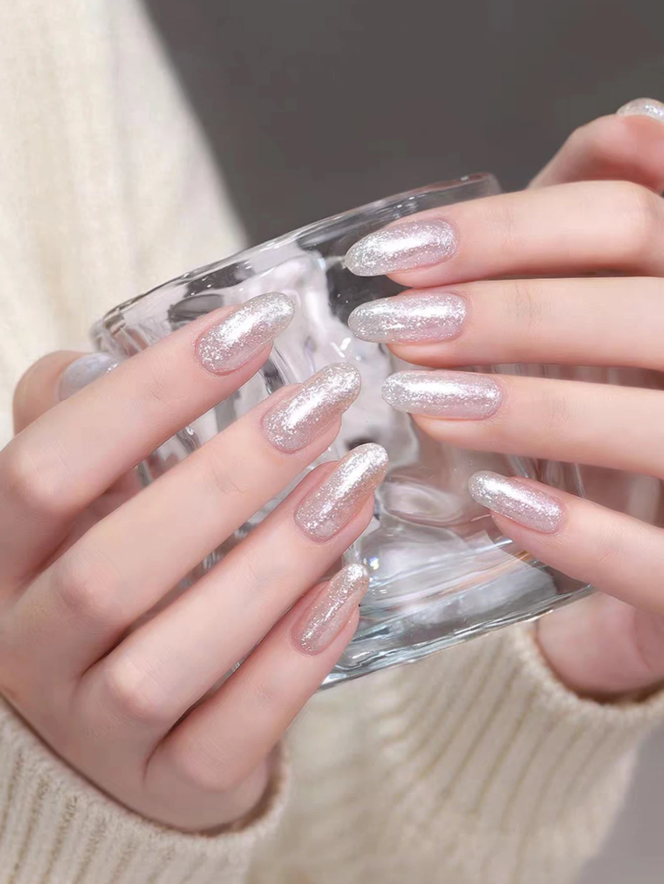 12ML Milky White Gel Polish-High Gloss Finish with Fine Glitter Shimmer  2026 New Style All-Match White Nail Gel for Salon&DIY