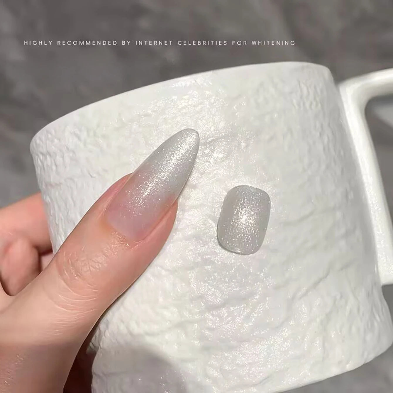 12ML Milky White Gel Polish-High Gloss Finish with Fine Glitter Shimmer  2026 New Style All-Match White Nail Gel for Salon&DIY