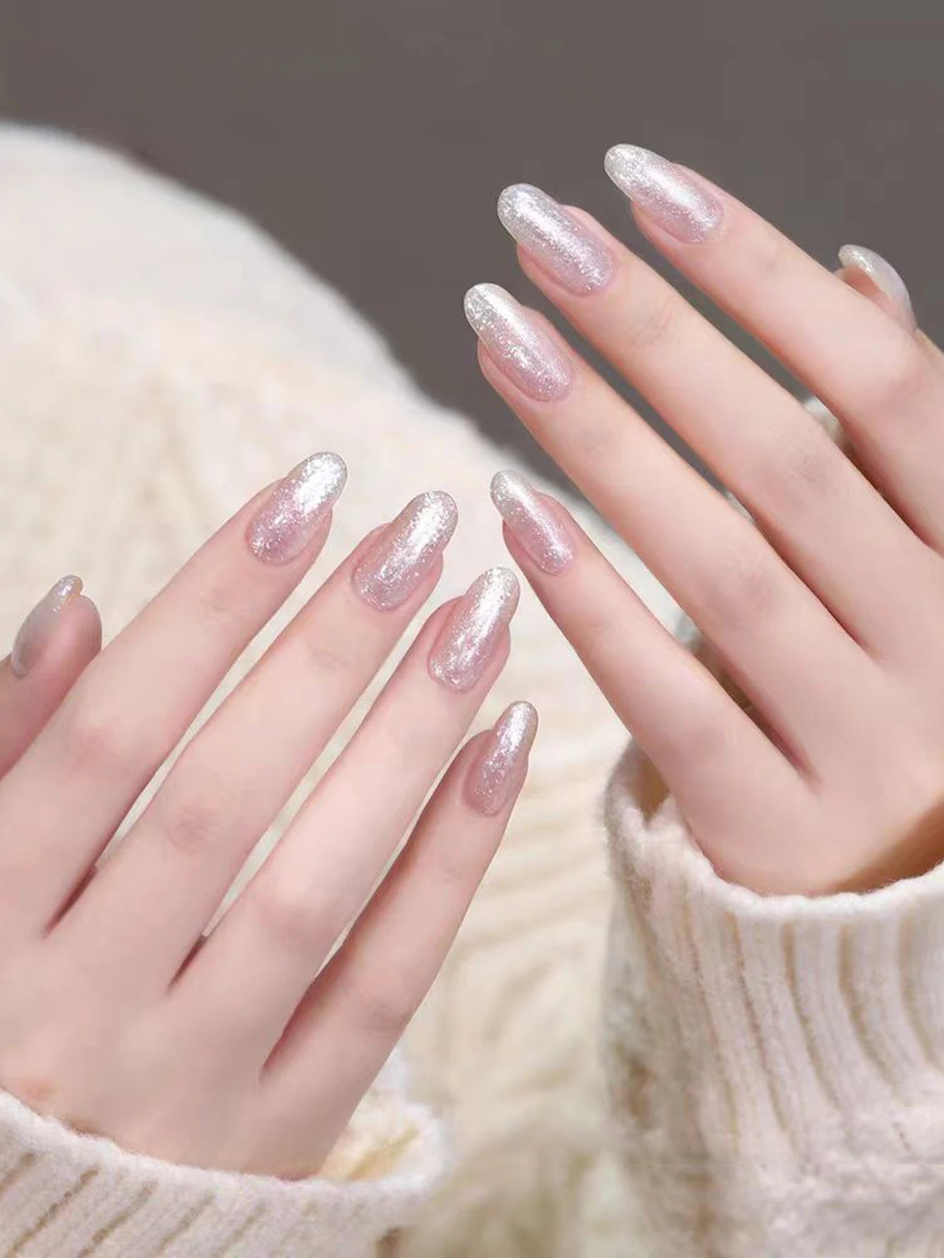 12ML Milky White Gel Polish-High Gloss Finish with Fine Glitter Shimmer  2026 New Style All-Match White Nail Gel for Salon&DIY