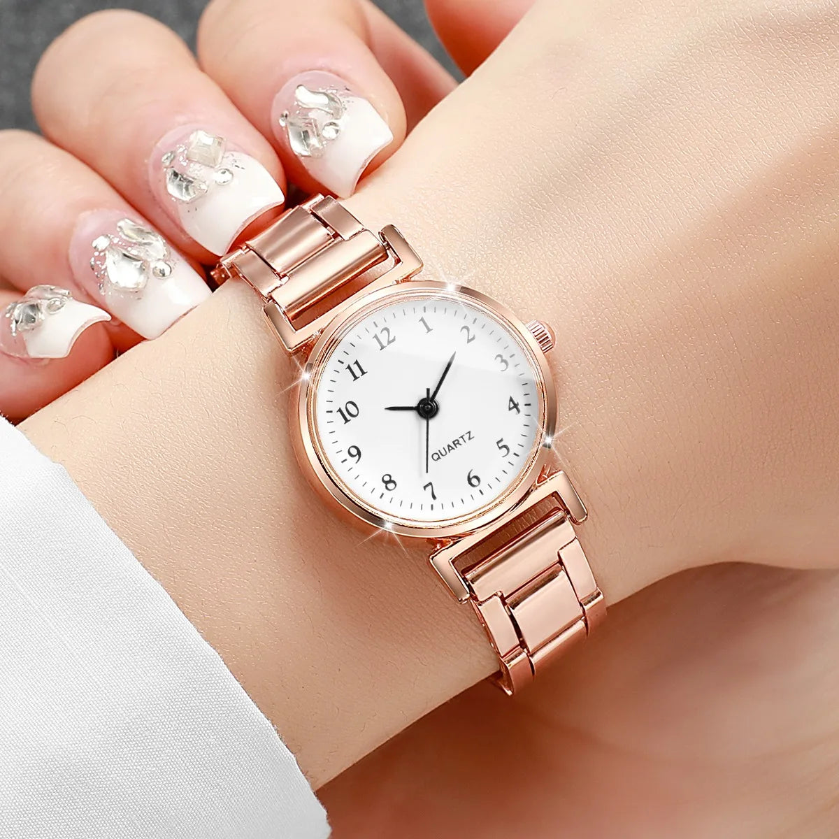 3PCS Fashion Arabic Dial Women’s Quartz Wristwatch Set Ladies Alloy Strap Watches Reloj Mujer Girls Clock Gift（Without Box）