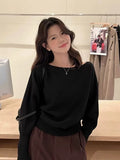 Knitted Sweater Women Pullovers New Long Sleeve Slash Neck Black Knit Sweater Pullover Women Tops Sweaters Women Clothing Q1476