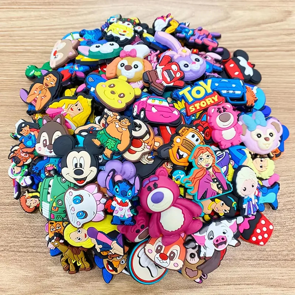 30/50/100pcs Cartoon random style Series Shoe Charms Set For Bag Bubble Slides Sandals, PVC Shoe Decorations  Accessories