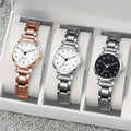 3PCS Fashion Arabic Dial Women’s Quartz Wristwatch Set Ladies Alloy Strap Watches Reloj Mujer Girls Clock Gift（Without Box）