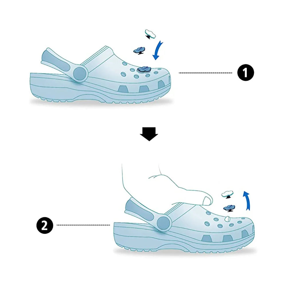 30/50/100pcs Cartoon random style Series Shoe Charms Set For Bag Bubble Slides Sandals, PVC Shoe Decorations  Accessories