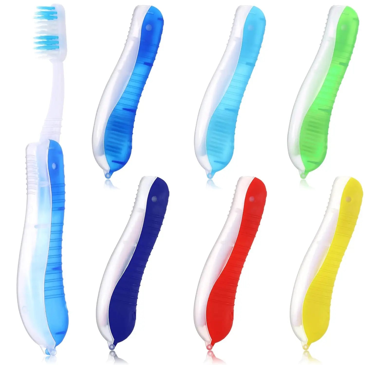 Travel Folding Toothbrush Portable Toothbrush Built in Cover Multi Color Size Collapsable Brush for Trip Daily Use Women Men